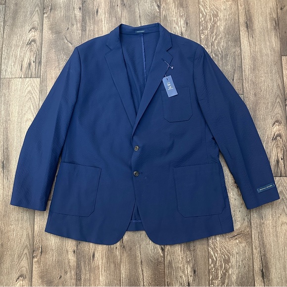 Stafford Classic Fit Stretch Seasonal Textures Blazer Mens Size 52 Reg Navy Blue